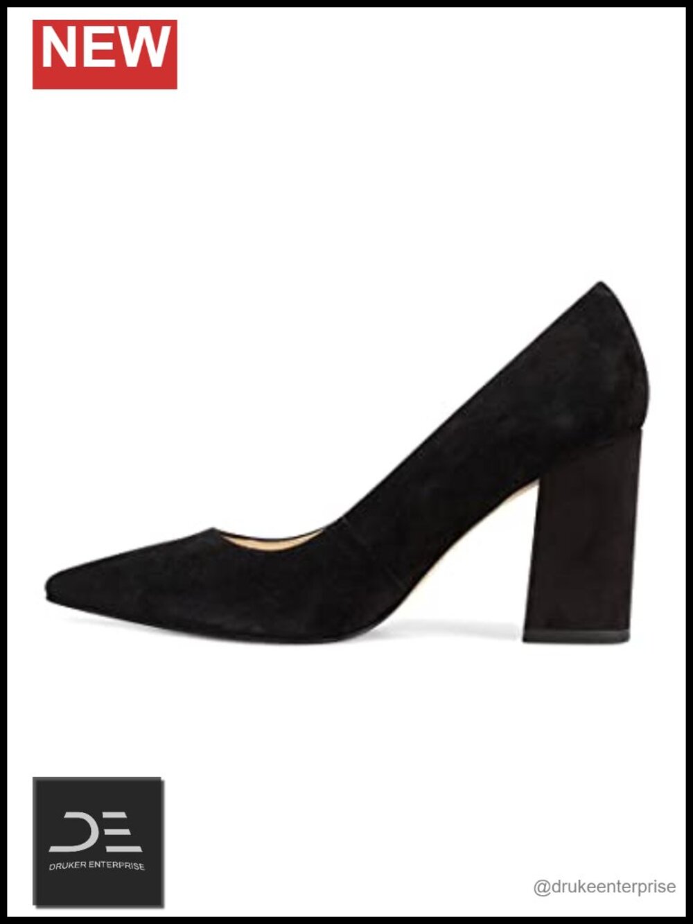 Nine West Cara Pump Women's Pointed Toe Chunky Heel 3.25" Slip On